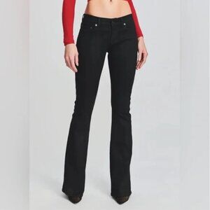NWT- SER.O.YA Cindy Low Rise Waxed Black Skinny Flare Jean  27